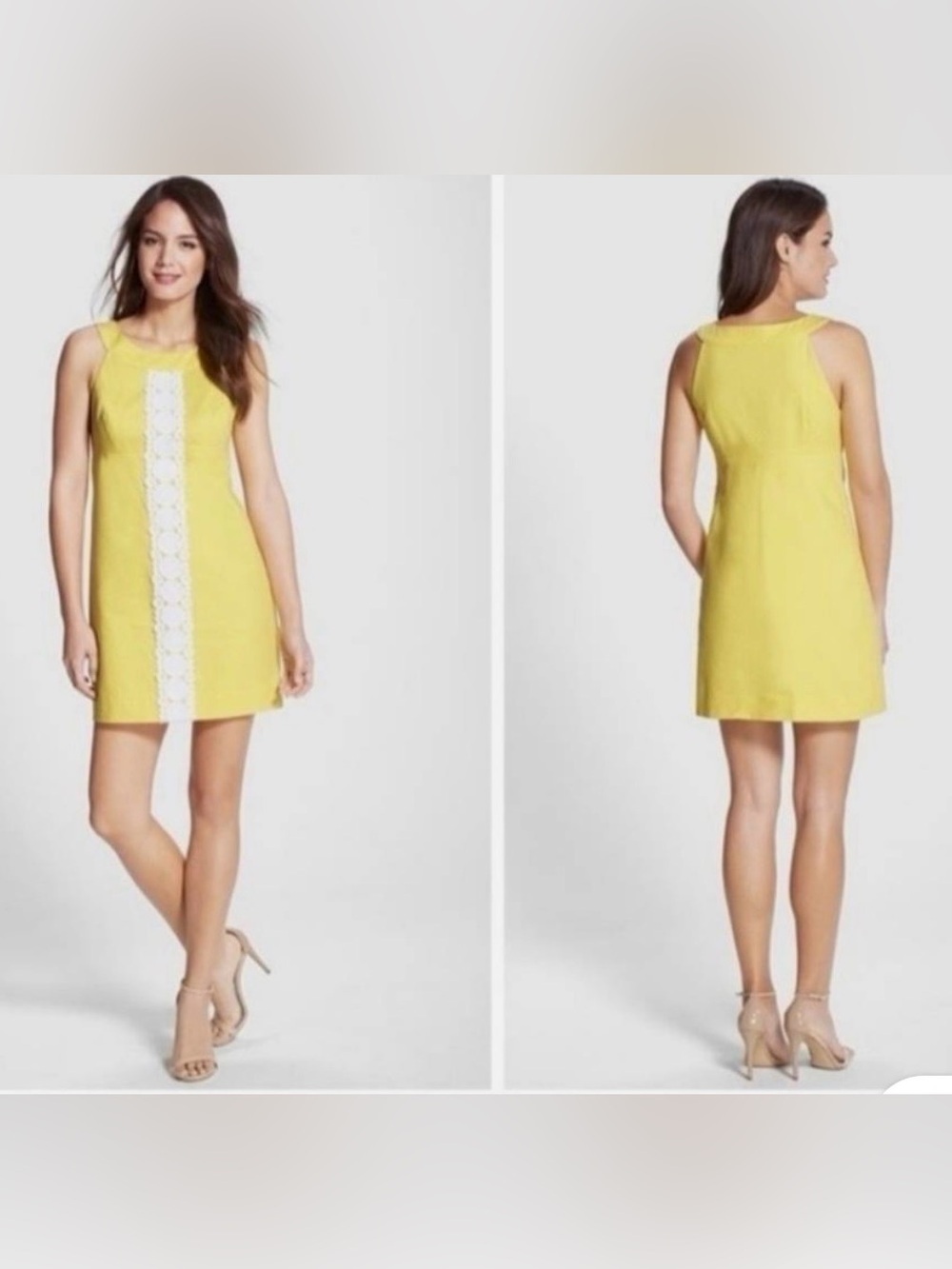 Lilly Pulitzer Bright Yellow Mini Dress with White Lace Panel